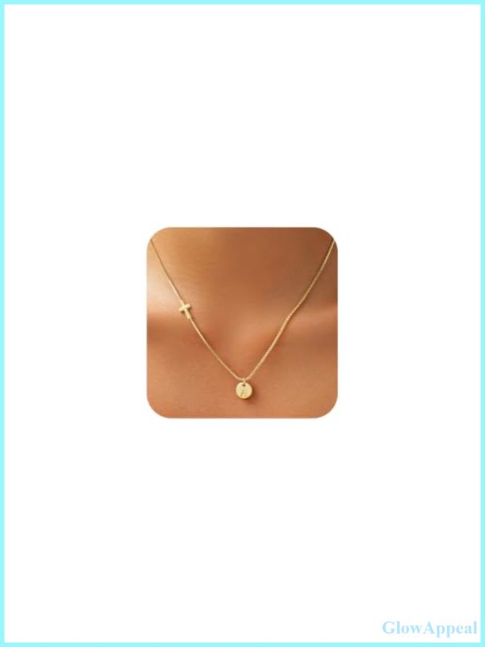 14K Gold Plated Cross Initial Necklace 16in Box Chain Lobster Clasp